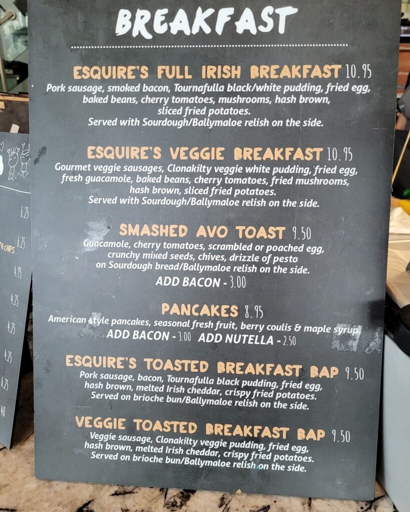 Menu in Esquires - The Organic Coffee Co (Airside) Menu in Esquires - The Organic Coffee Co (Airside)